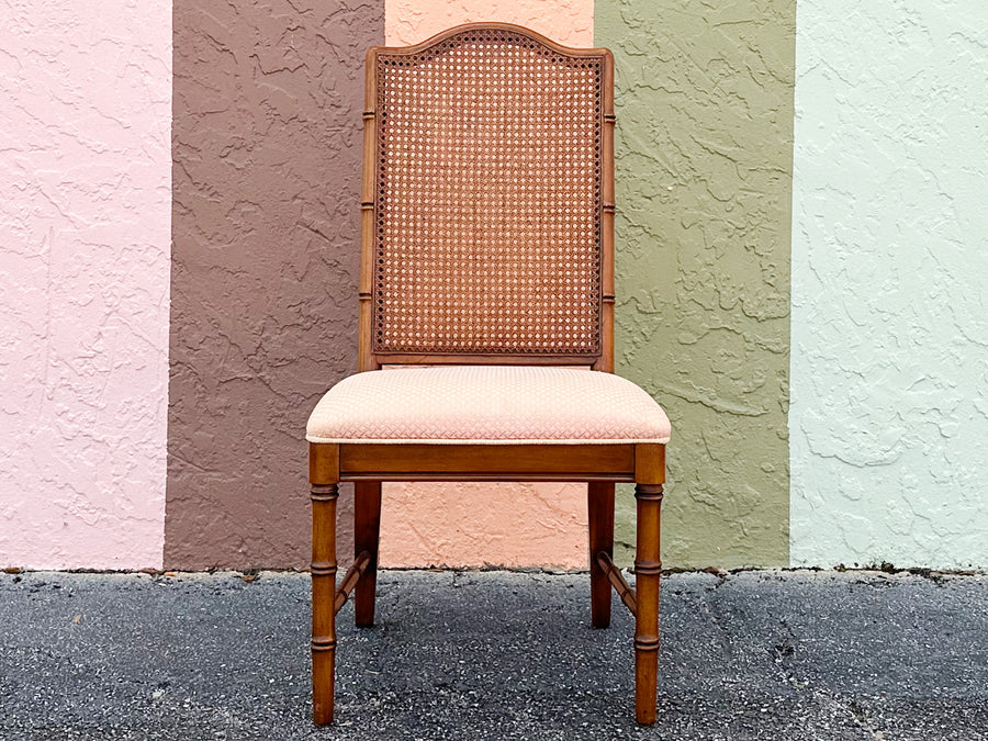 Set of Six Handsome Faux Bamboo and Cane Dining Chairs