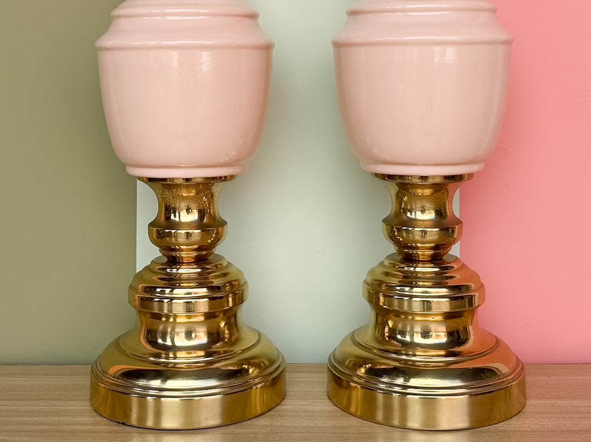 Pair of Blush Brass Lamps