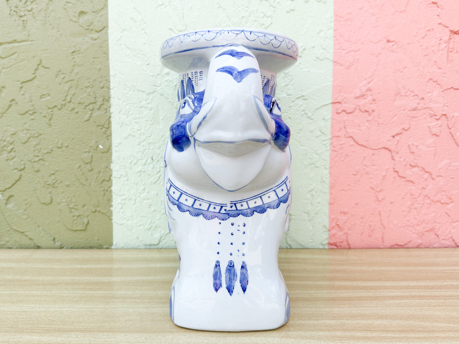 Petite Blue and White Elephant Garden Seat
