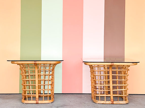 Pair of Island Chic Rattan Side Tables