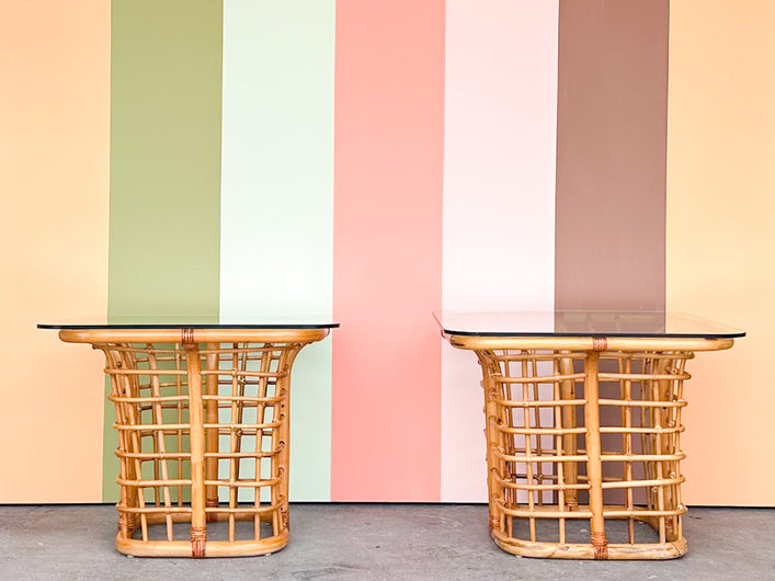 Pair of Island Chic Rattan Side Tables