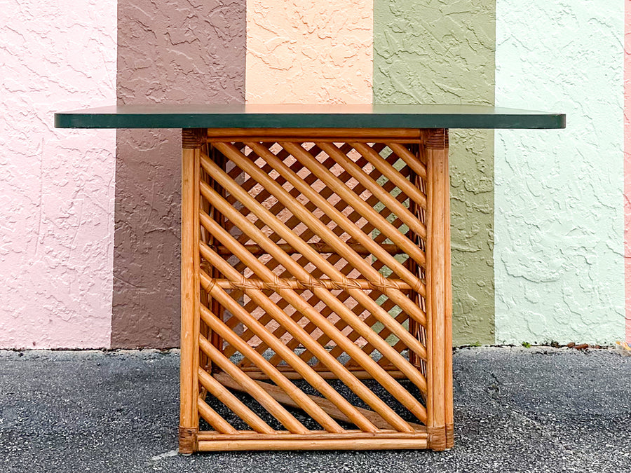 Old Florida Rattan Game Table