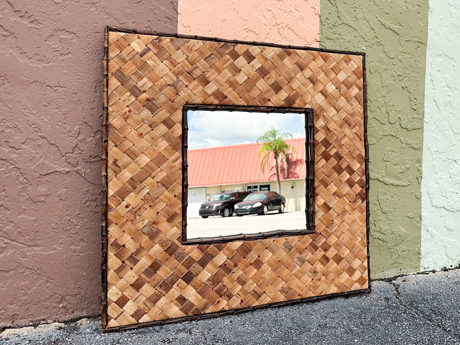 Woven and Bamboo Square  Mirror
