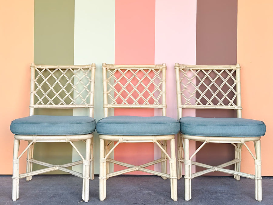 Set of Five Ficks Reed Rattan Dining Chairs