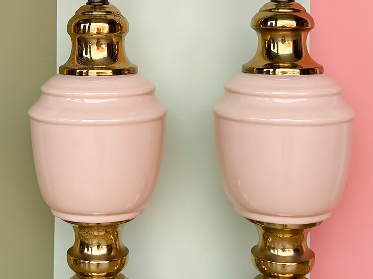 Pair of Blush Brass Lamps