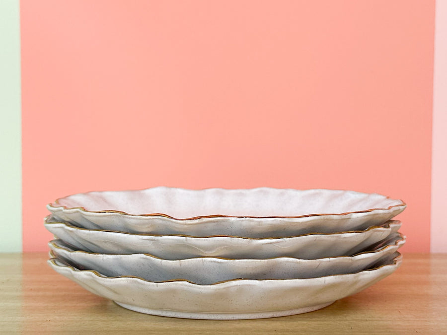 Set of Four Decoupage Shell Plates