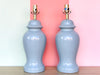 Pair of Stormy Blue Ginger Jar Lamps