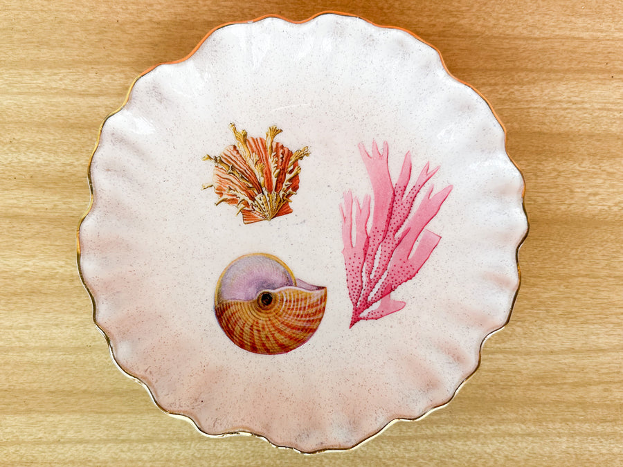 Set of Four Decoupage Shell Plates