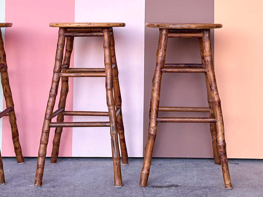 Set of Four Bamboo Counter Stools