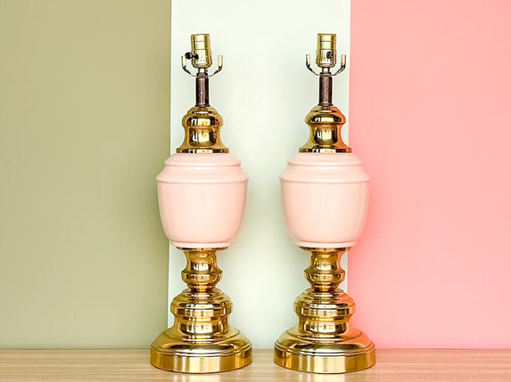 Pair of Blush Brass Lamps