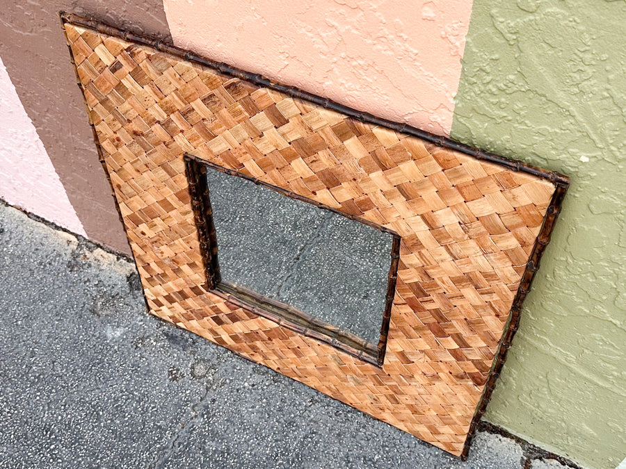 Woven and Bamboo Square  Mirror