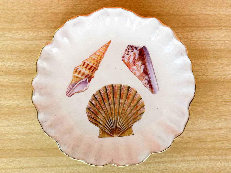Set of Four Decoupage Shell Plates