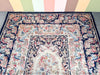Amazing Granny Chic Navy Floral Needlepoint Rug