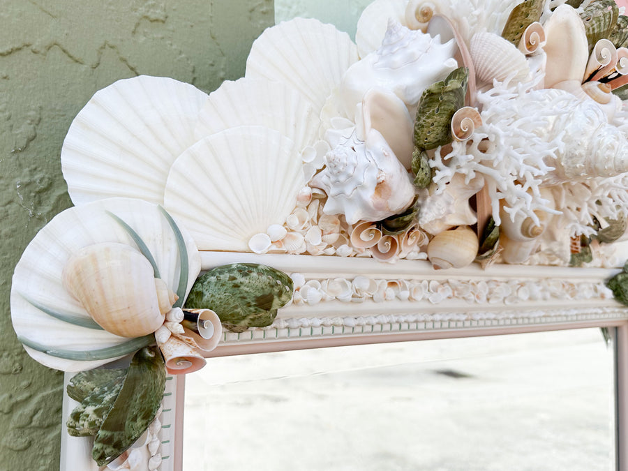 Pink and Green Tropical Shell Mirror