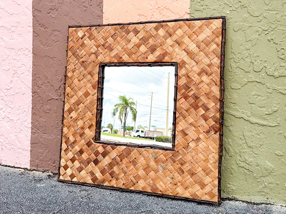 Woven and Bamboo Square  Mirror
