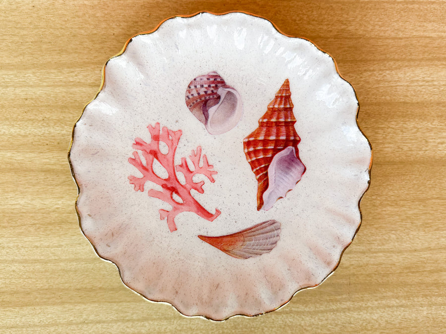 Set of Four Decoupage Shell Plates