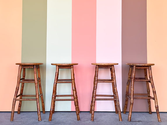 Set of Four Bamboo Counter Stools