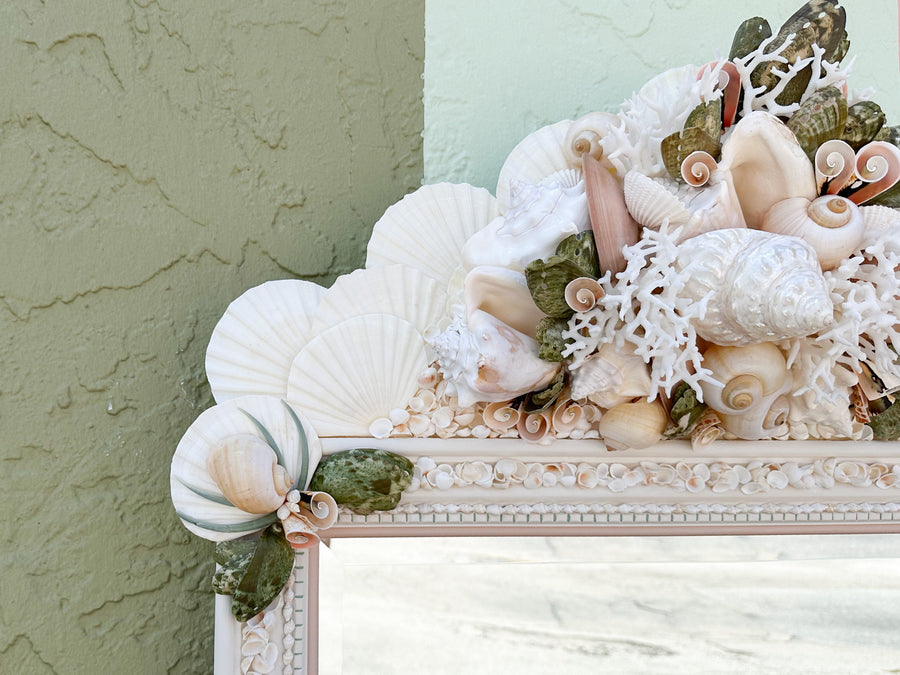 Pink and Green Tropical Shell Mirror