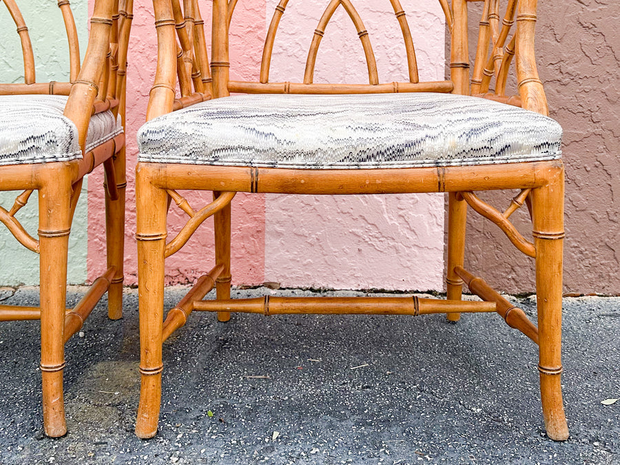Pair of Faux Bamboo Chippendale Arm Chairs
