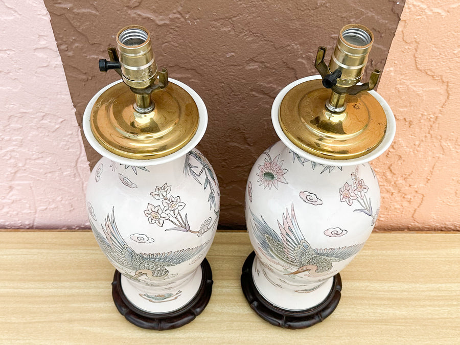 Pair of Ceramic Bird Lamps