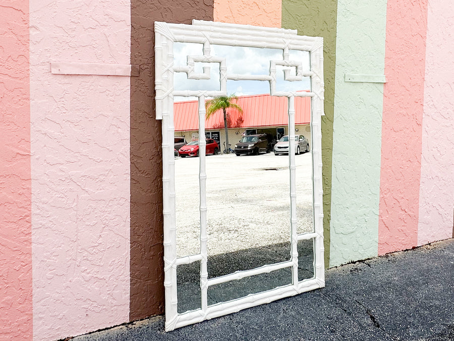 Large Greek Key Faux Bamboo Mirror