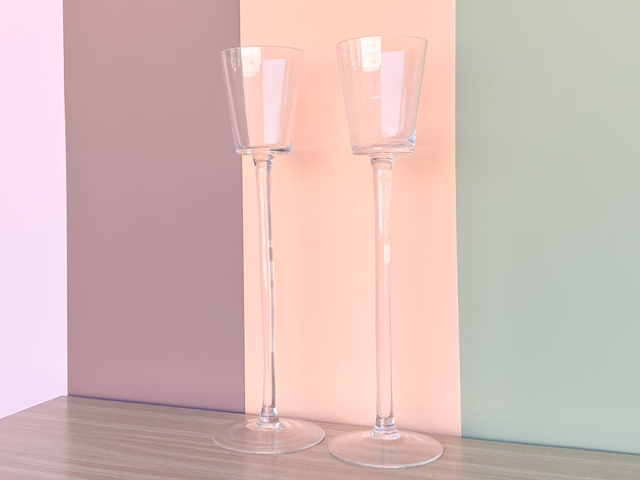 Pair of Tall Glass Votive Holders