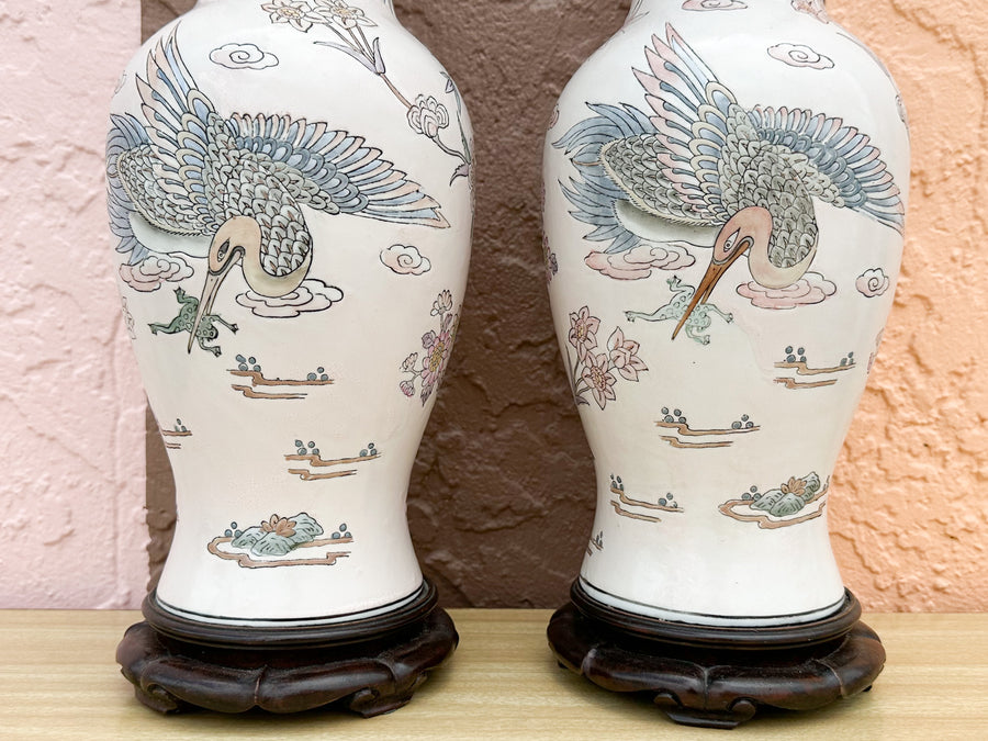 Pair of Ceramic Bird Lamps