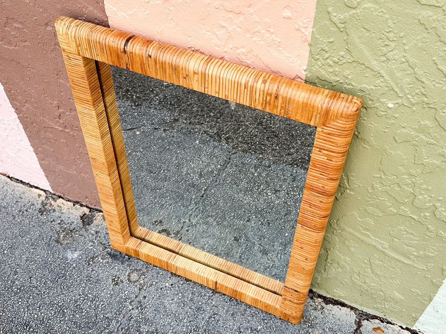 Rattan Wrapped Mirror