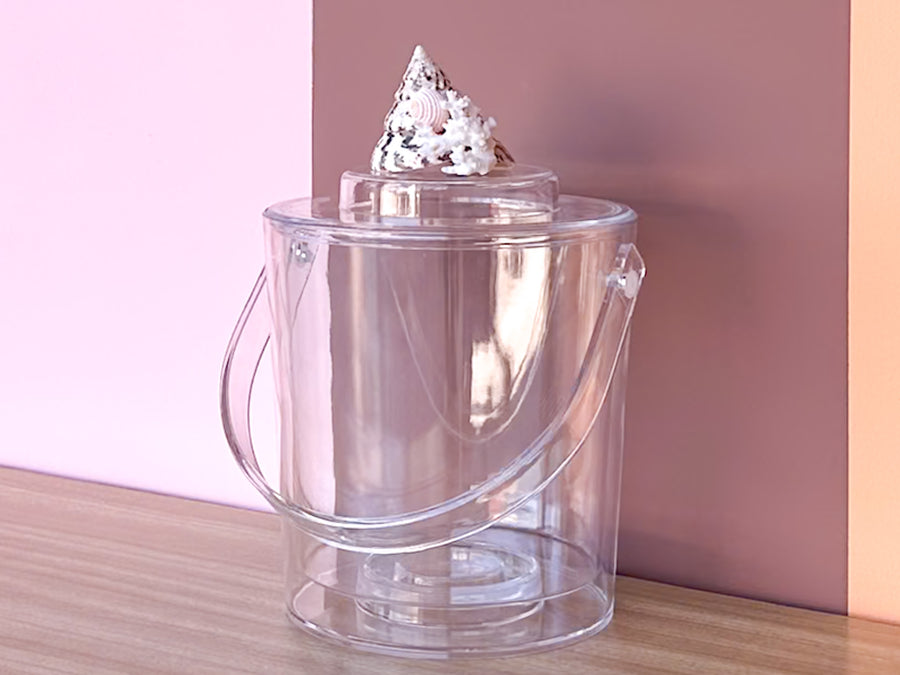 Cone and Coral Lucite Ice Bucket
