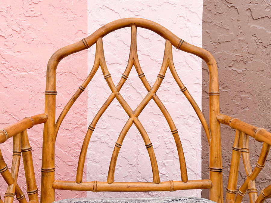 Pair of Faux Bamboo Chippendale Arm Chairs