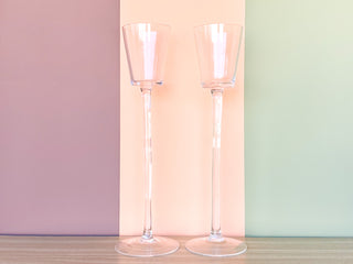 Pair of Tall Glass Votive Holders