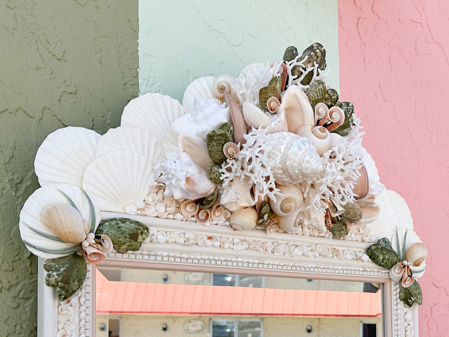 Pink and Green Tropical Shell Mirror