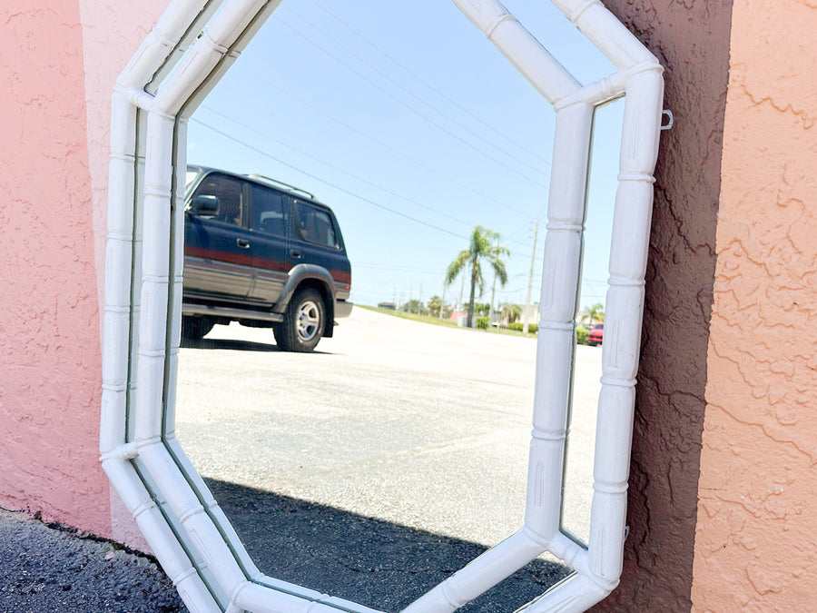 Faux Bamboo Octagon Mirror