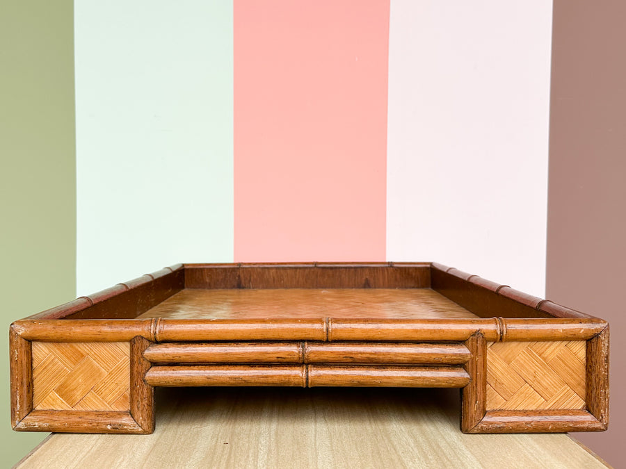 Large Parquet Rattan Tray
