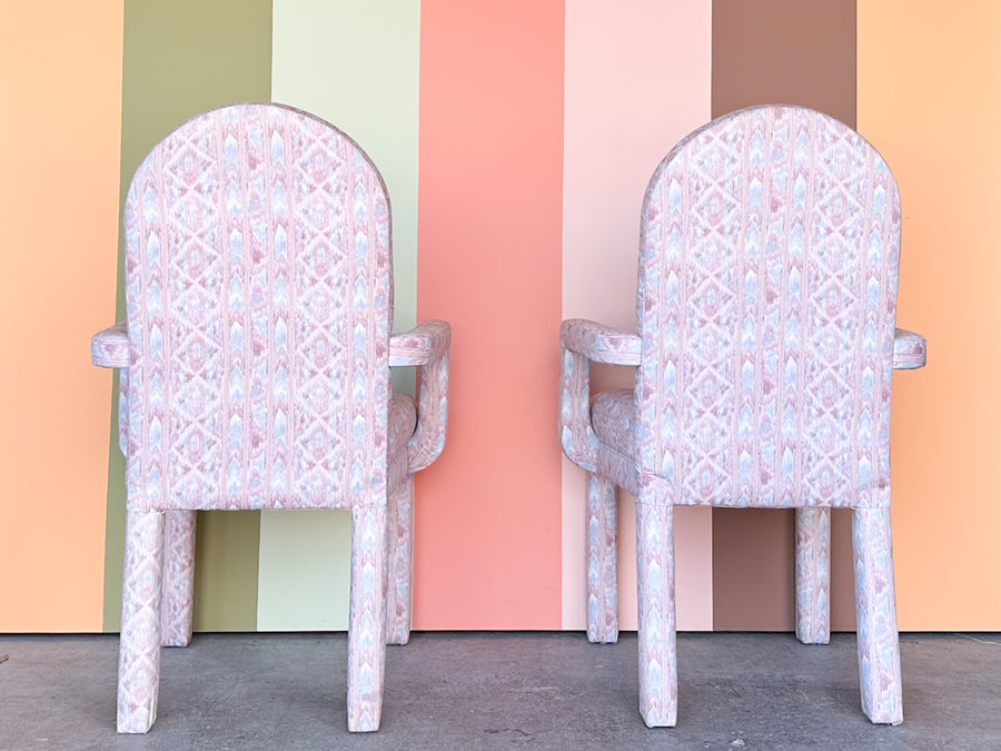 Pair of Upholstered Parsons Style Arm Chairs