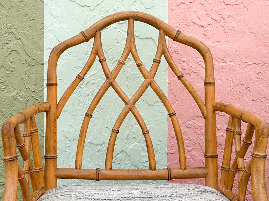 Pair of Faux Bamboo Chippendale Arm Chairs