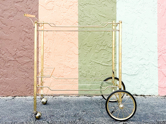 Hollywood Regency Style Metal Bar Cart