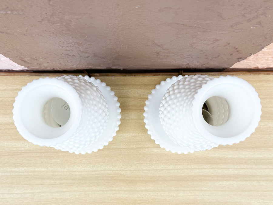 Pair of Hobnail Hurricane Lamps