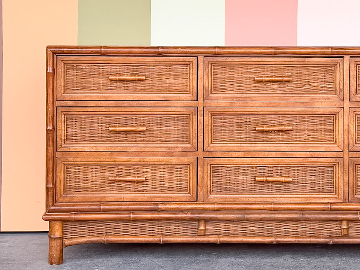 Island Style Faux Bamboo and Rattan Dresser