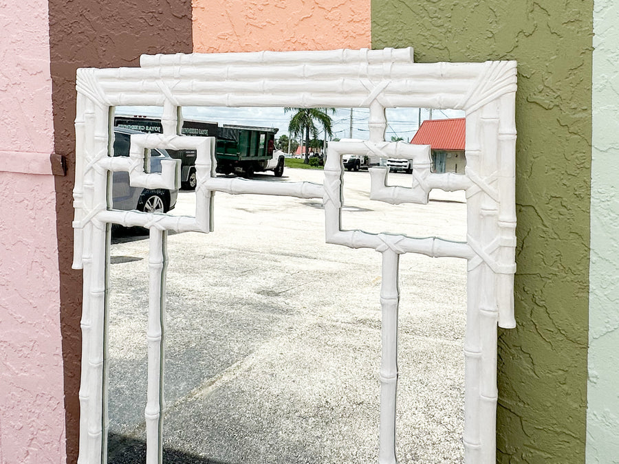 Large Greek Key Faux Bamboo Mirror