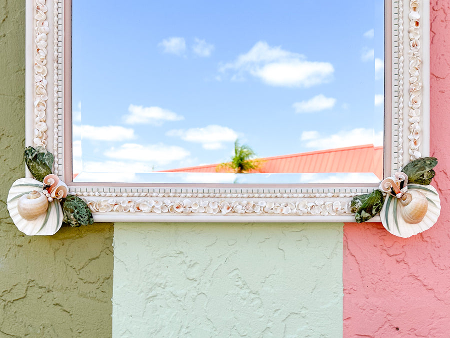 Pink and Green Tropical Shell Mirror