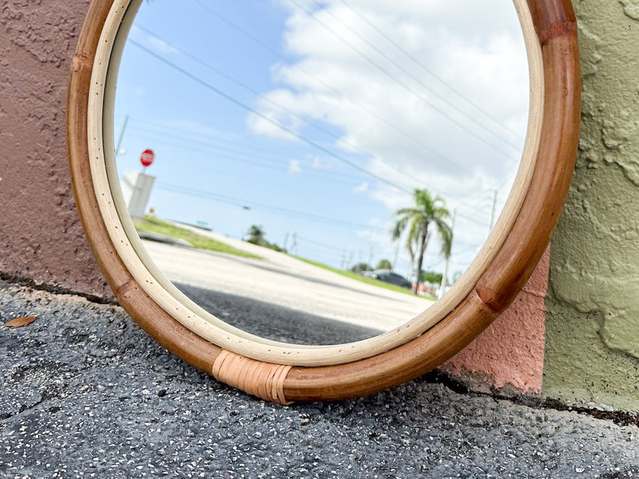 Petite Round Rattan Mirror