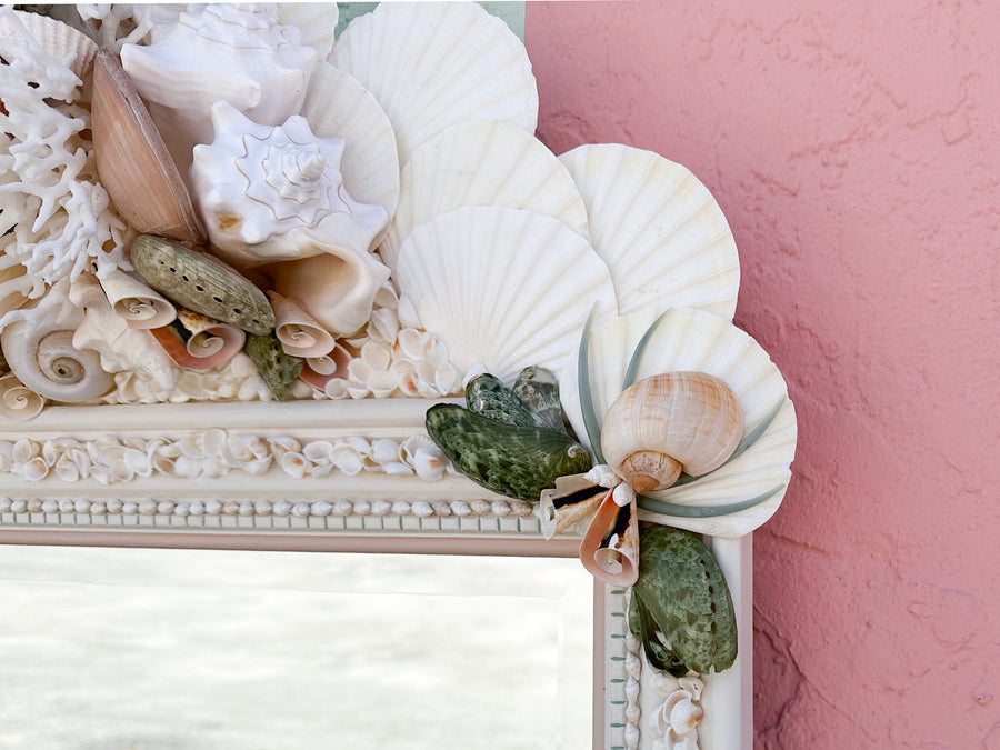Pink and Green Tropical Shell Mirror