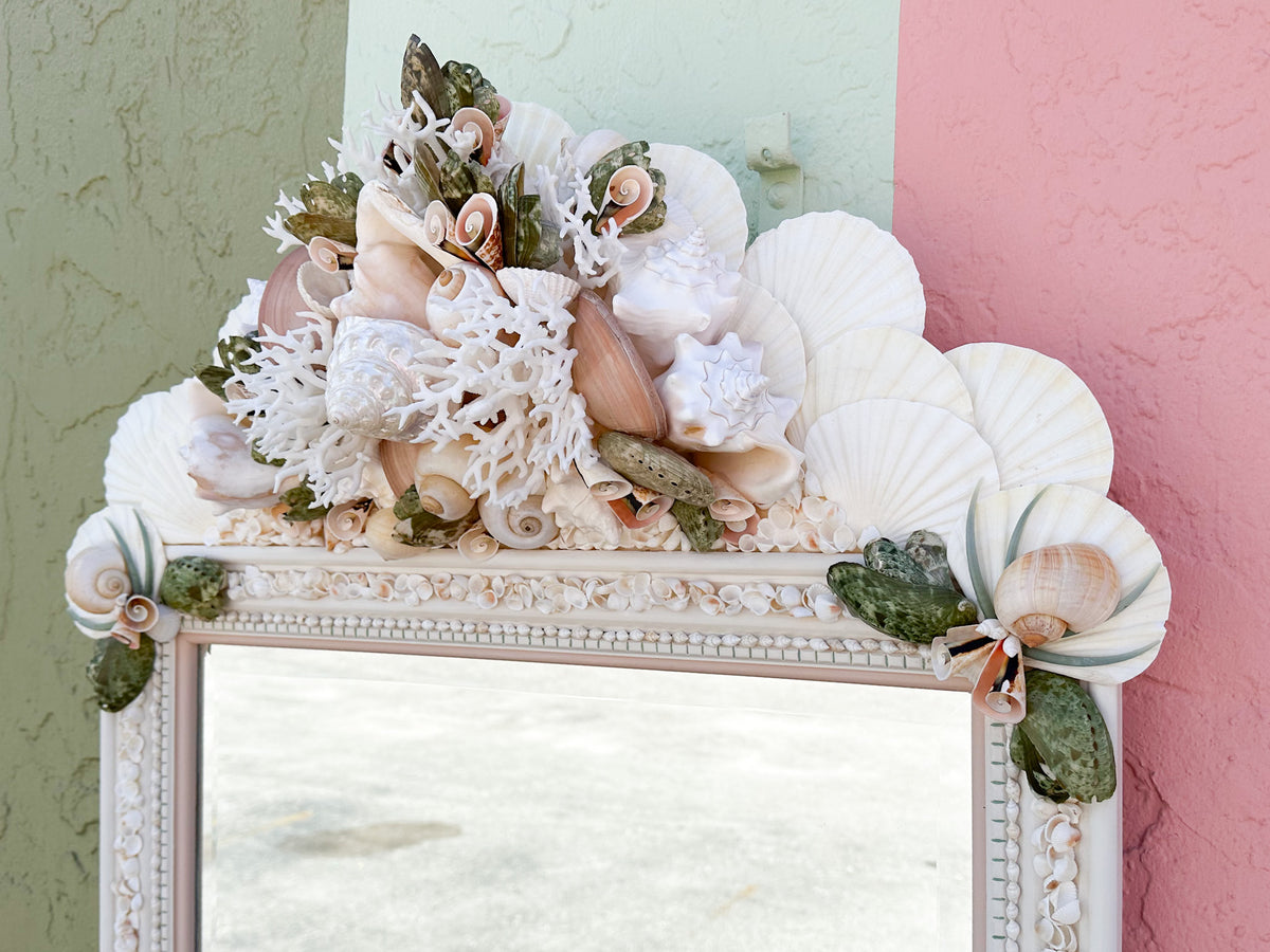 Pink and Green Tropical Shell Mirror