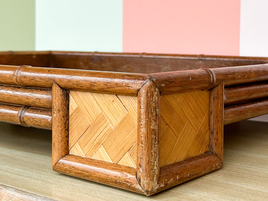 Large Parquet Rattan Tray