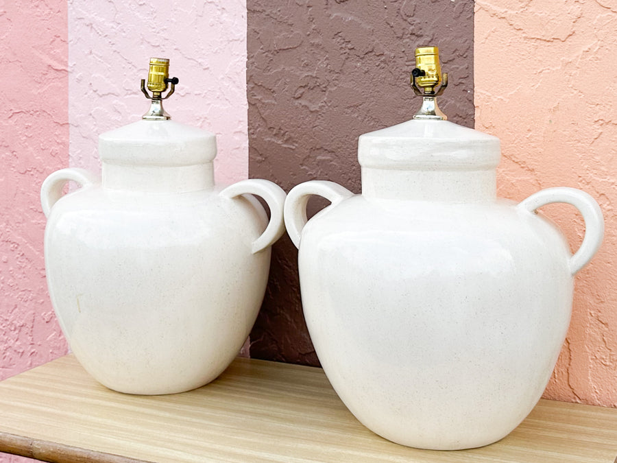 Pair of Huge Ceramic Urn Lamps