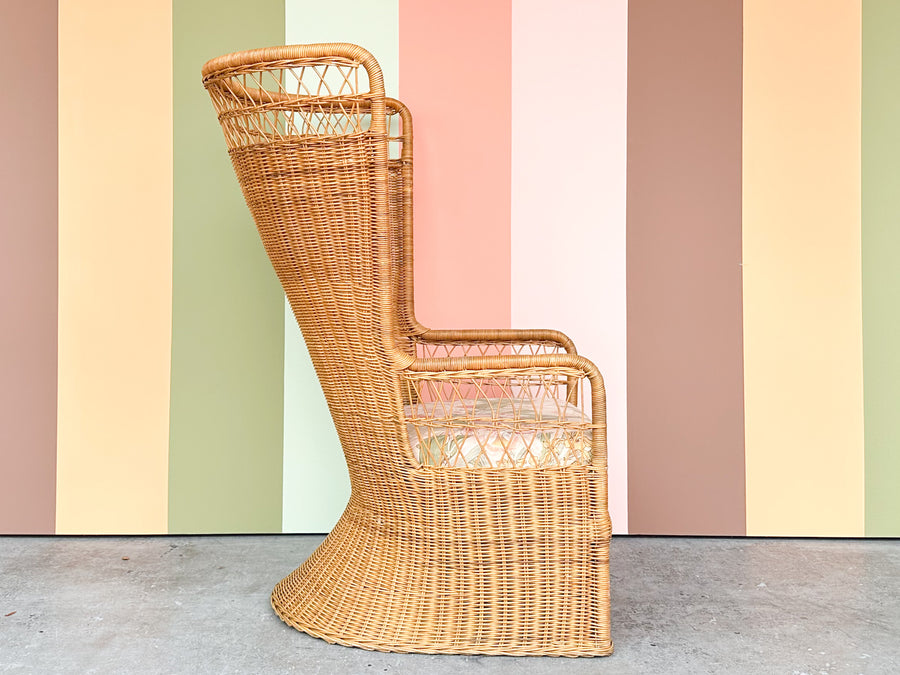Rattan Throne Chair and Ottoman