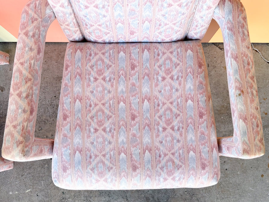 Pair of Upholstered Parsons Style Arm Chairs