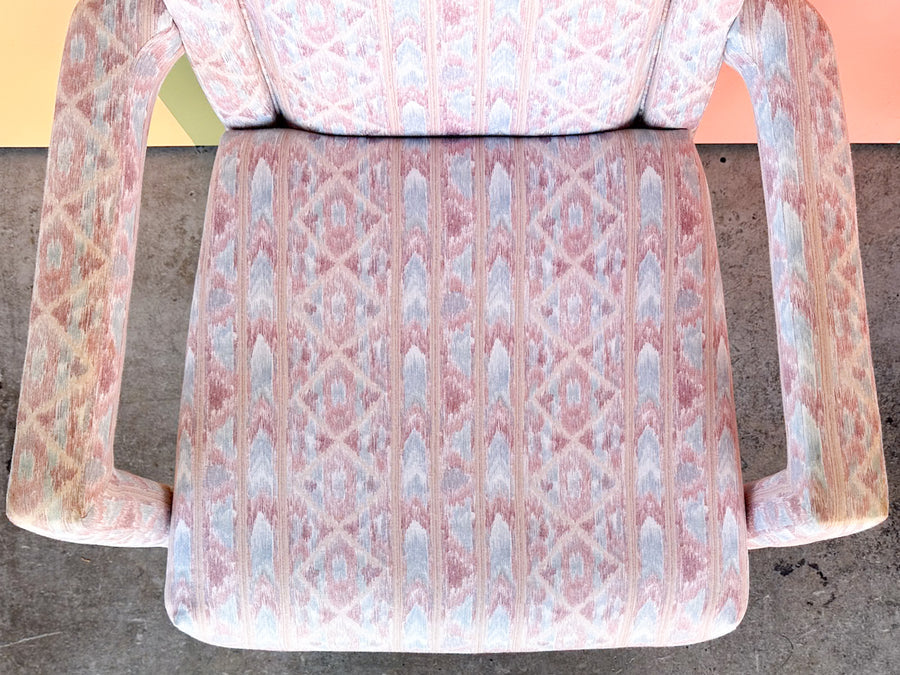 Pair of Upholstered Parsons Style Arm Chairs