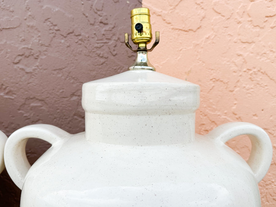 Pair of Huge Ceramic Urn Lamps